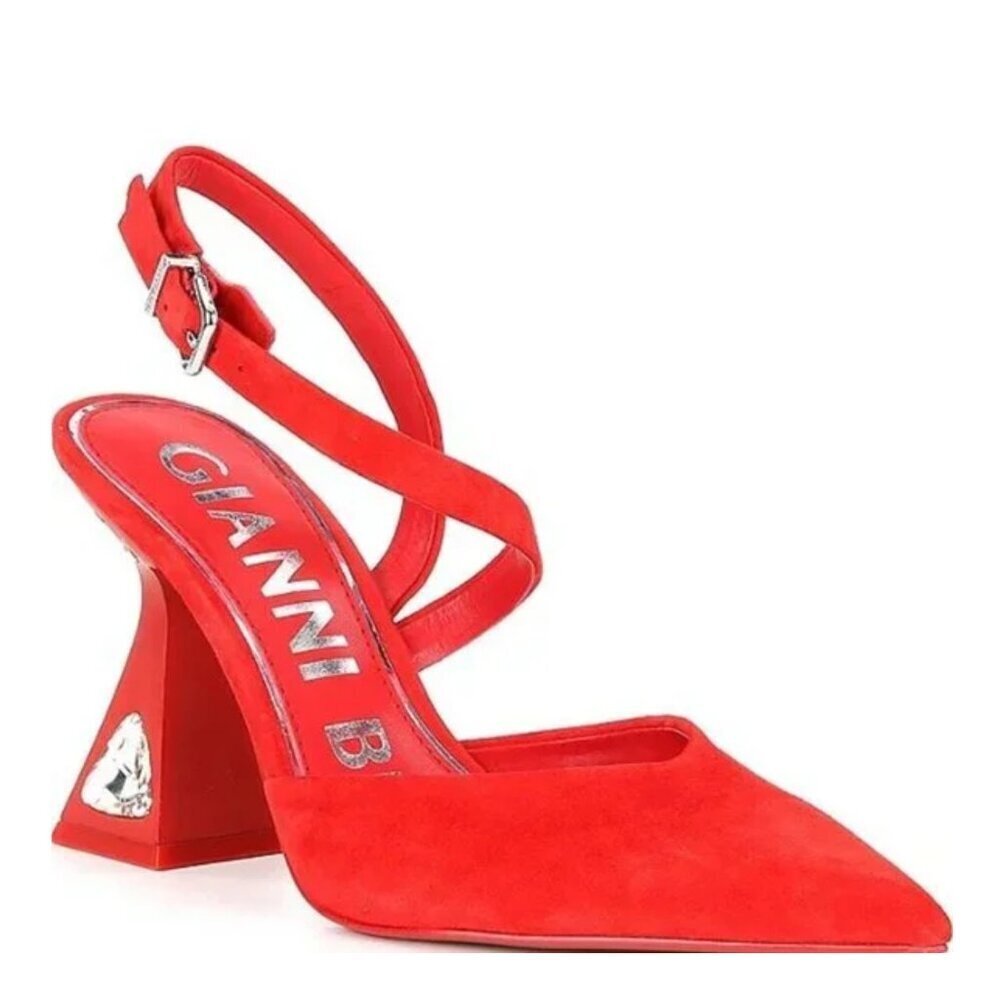 NEW Gianni Bini Tallia Asymmetrical Jewel Embellished Flare Heel Pump Sz. 6 - Picture 1 of 2